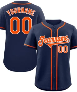 Custom Navy Orange-White Classic Style Authentic Baseball Jersey