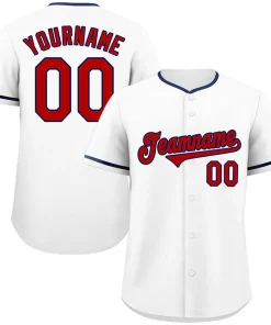 Custom White Red-Navy Classic Style Authentic Baseball Jersey