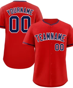 Custom Red Navy-White Classic Style Authentic Baseball Jersey