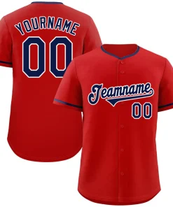 Custom Red Navy-White Classic Style Authentic Baseball Jersey