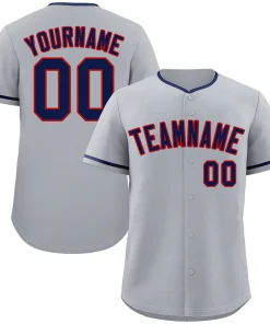 Custom Gray Navy-Red Classic Style Authentic Baseball Jersey
