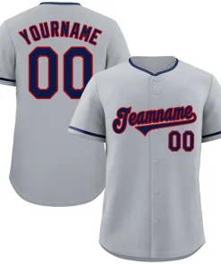 Custom Gray Navy-Red Classic Style Authentic Baseball Jersey
