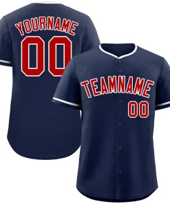 Custom Navy Red-White Classic Style Authentic Baseball Jersey