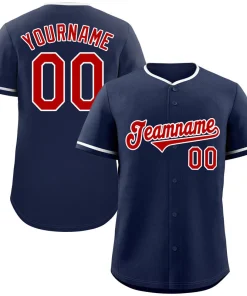 Custom Navy Red-White Classic Style Authentic Baseball Jersey