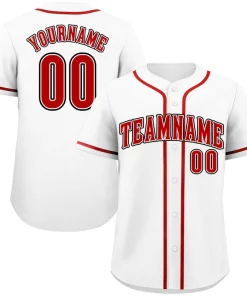 Custom White Red-Black Classic Style Authentic Baseball Jersey