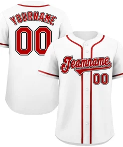Custom White Red-Black Classic Style Authentic Baseball Jersey