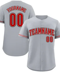 Custom Gray Red-Black Classic Style Authentic Baseball Jersey