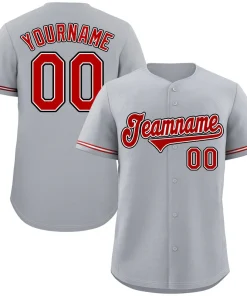 Custom Gray Red-Black Classic Style Authentic Baseball Jersey