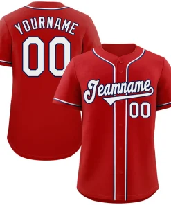 Custom Red White-Navy Classic Style Authentic Baseball Jersey