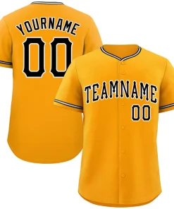 Custom Yellow Black-White Classic Style Authentic Baseball Jersey