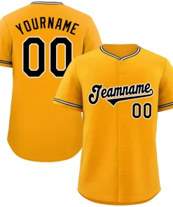 Custom Yellow Black-White Classic Style Authentic Baseball Jersey