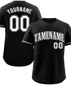 Custom Black White-Gray Classic Style Authentic Baseball Jersey