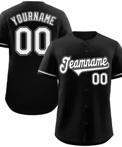 Custom Black White-Gray Classic Style Authentic Baseball Jersey