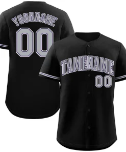 Custom Black Gray-Purple Classic Style Authentic Baseball Jersey