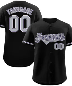 Custom Black Gray-Purple Classic Style Authentic Baseball Jersey