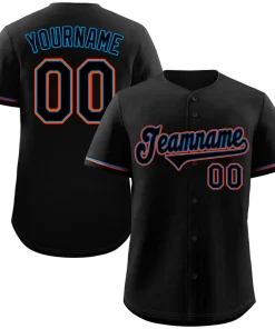 Custom Black Navy-Orange Classic Style Authentic Baseball Jersey