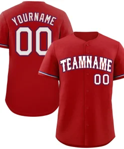 Custom Red White-Royal Classic Style Authentic Baseball Jersey