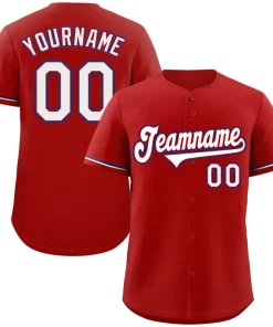 Custom Red White-Royal Classic Style Authentic Baseball Jersey
