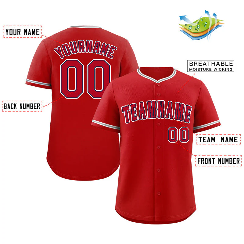 Custom Red Red-White Classic Style Authentic Baseball Jersey - Image 2