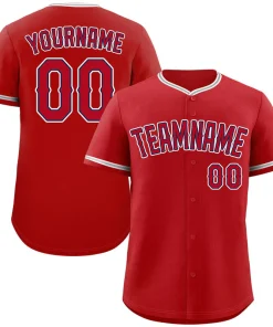 Custom Red Red-White Classic Style Authentic Baseball Jersey
