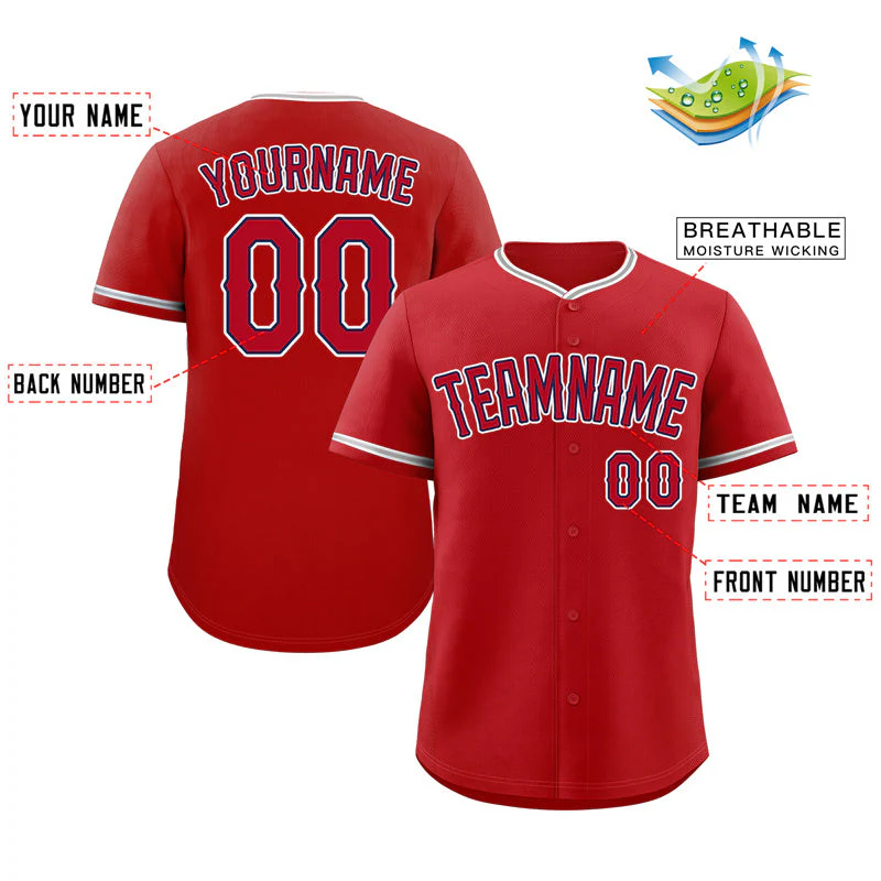 Custom Red Red-White Classic Style Authentic Baseball Jersey - Image 2