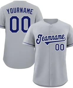 Custom Gray Navy-White Classic Style Authentic Baseball Jersey
