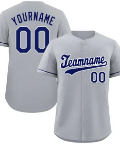 Custom Gray Navy-White Classic Style Authentic Baseball Jersey