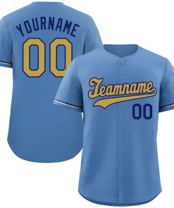 Custom Light Blue Old Gold-Royal Classic Style Authentic Baseball Jersey
