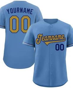 Custom Light Blue Old Gold-Royal Classic Style Authentic Baseball Jersey