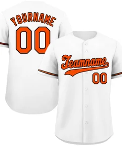 Custom White Orange-Black Classic Style Authentic Baseball Jersey