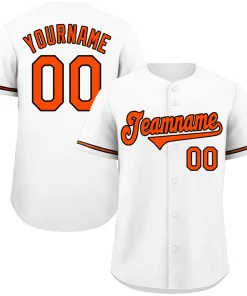 Custom White Orange-Black Classic Style Authentic Baseball Jersey