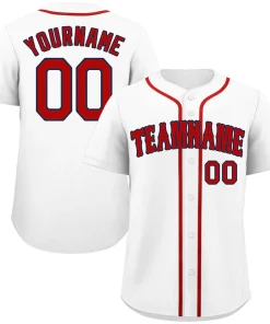 Custom White Red-Navy Classic Style Authentic Baseball Jersey
