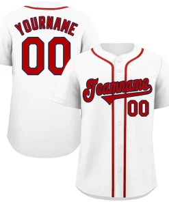 Custom White Red-Navy Classic Style Authentic Baseball Jersey
