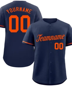 Custom Navy Orange Classic Style Authentic Baseball Jersey
