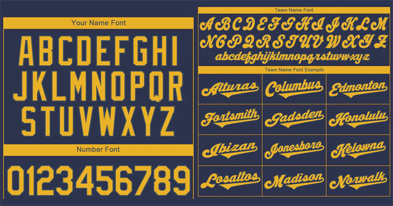 Custom Navy Yellow-Light Blue Classic Style Authentic Baseball Jersey - Image 3