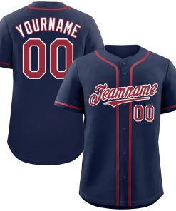 Custom Navy Red-White Classic Style Authentic Baseball Jersey