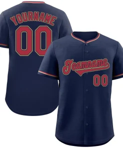 Custom Navy Red-Old Gold Classic Style Authentic Baseball Jersey