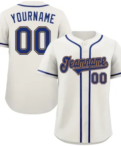 Custom Cream Royal-Gold Classic Style Authentic Baseball Jersey