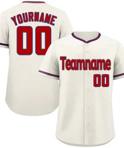 Custom Cream Red-Royal Classic Style Authentic Baseball Jersey