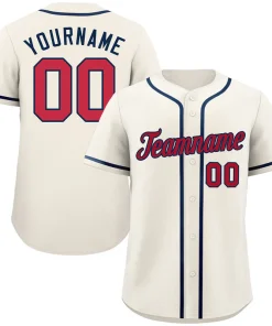 Custom Cream Red-Navy Classic Style Authentic Baseball Jersey