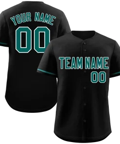 Custom Black Aqua-White Classic Style Authentic Baseball Jersey