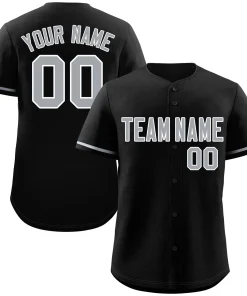 Custom Black Gray-White Classic Style Authentic Baseball Jersey