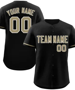 Custom Black Old Gold-White Classic Style Authentic Baseball Jersey