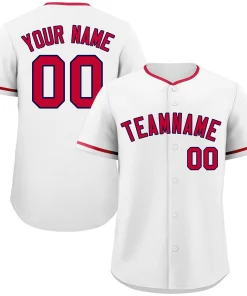 Custom White Red-Navy Classic Style Authentic Baseball Jersey