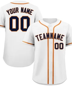 Custom White Navy-Orange Classic Style Authentic Baseball Jersey