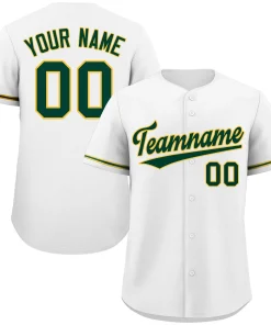 Custom White Green-Gold Classic Style Authentic Baseball Jersey