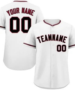 Custom White Black-Crimson Classic Style Authentic Baseball Jersey