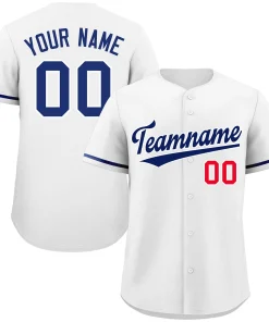 Custom White Royal-Red Classic Style Authentic Baseball Jersey