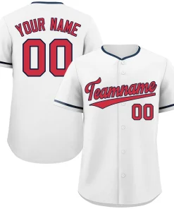 Custom White Red-Navy Classic Style Authentic Baseball Jersey