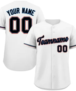 Custom White Black-Orange Classic Style Authentic Baseball Jersey